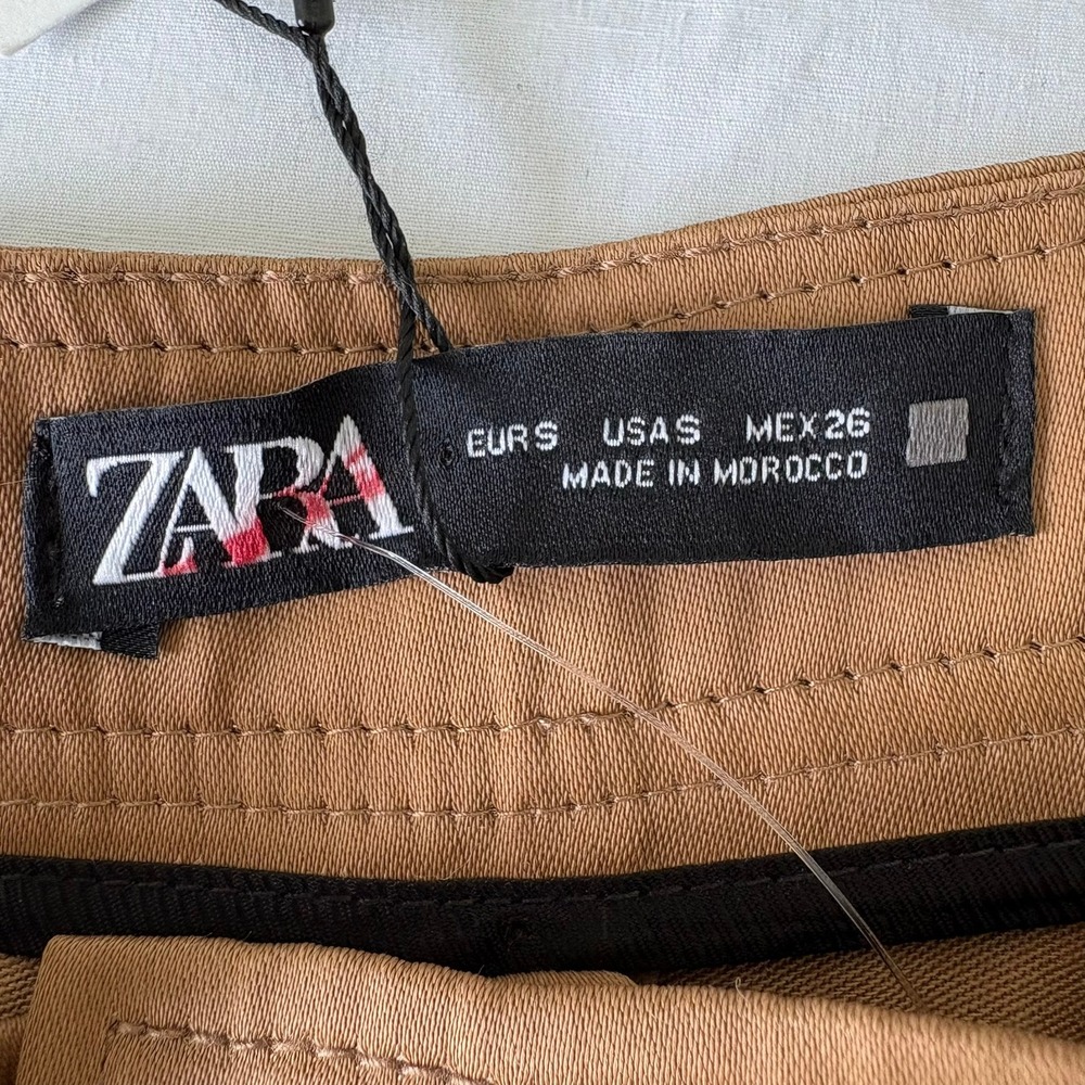 NWT Zara Camel Brown High Waisted Tailored Shorts 100% Viscose Dressy 8757/607 S - Picture 7 of 13